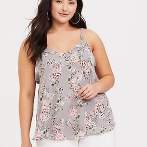 Grey floral Georgette tie swing cami sz 4